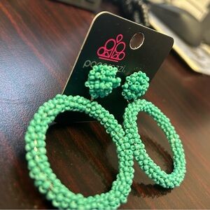 Paparazzi Green Beaded Hoop Earrings